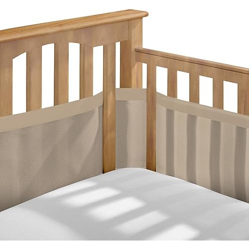 BreathableBaby Breathable Mesh Liner for Full-Size Cribs, Deluxe 4mm Mesh, Sand Beach