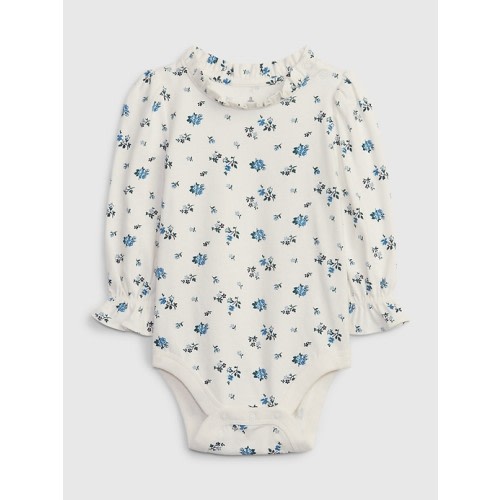 babyGap Mix and Match Ruffle Bodysuit in ivory frost beige, size: 0-3 M