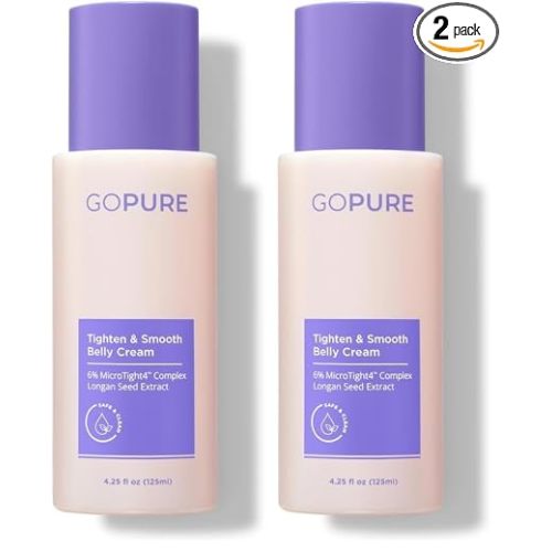 goPure Firming Belly Cream - Body Firming Moisturizer for Visible Cellulite & Stretch Mark Reduction, 4.25oz (Pack of 2)
