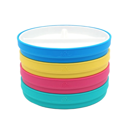 6.7"/16cm Porcelain White Divided Plates with Silicone Sleeves
