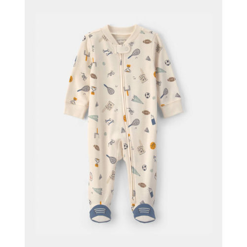 Baby Boy Sports 2-Way Zip Sleep & Play Pajamas - Ivory | Carter's
