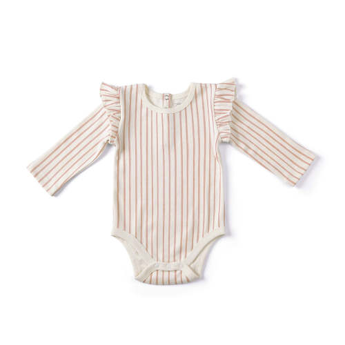 Long Sleeve Ruffle One-Piece - Stripes Away Peony
