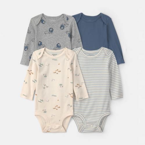 Carter's Baby Boys Crew Neck Long Sleeve Rib 4-pc. Bodysuit, Color: White - JCPenney