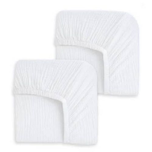 HALO 2pk 100% Organic Muslin Crib Fitted Sheets - White