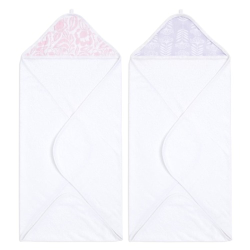 Purple & Pink Hooded Baby Towel 2pk | aden + anais