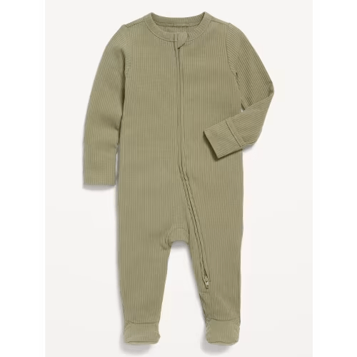 Bare Ground 6-9 Month Ribbed 2-Way-Zip Sleep & Play Footed One-Piece for Baby