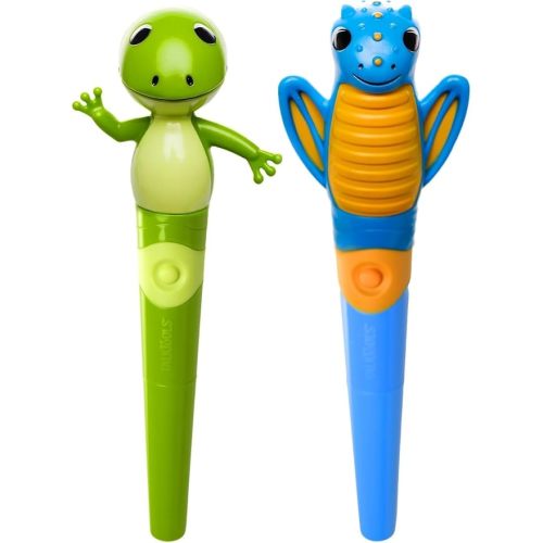 TalkTools Jiggler Oral Motor Tool for Kids - Oral Facial Massager, Sensory Awareness for Jaw & Lips, Calming Vibration for Speech & Feeding | Dragon & Frog, Set of 2