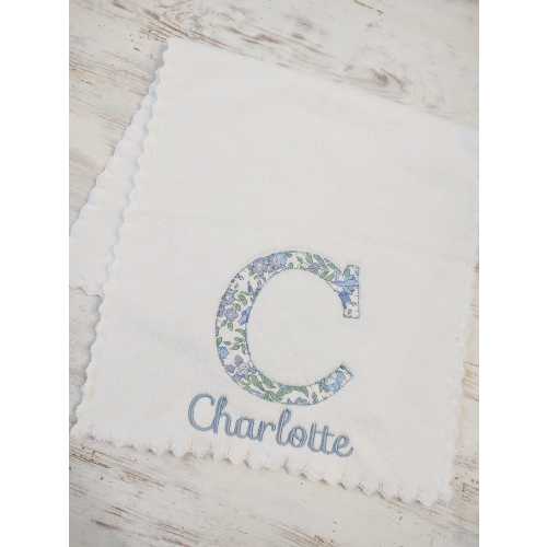 Liberty of London Applique Burp Cloth, Monogrammed Baby Gift