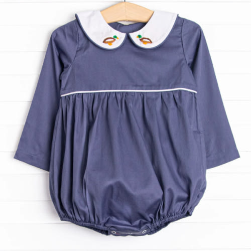 French Knot Mallard Embroidered Boy Bubble, Navy – Stitchy Fish