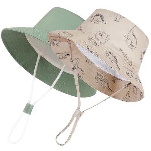 Urban Virgin 2-Packs Baby Sun Hat UPF 50+ Sun Protective Toddler Bucket Hat Summer Kids Beach Hats