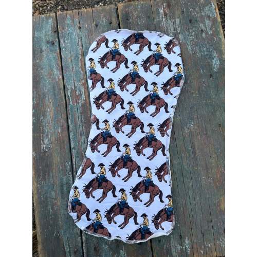Bronc rider baby burp cloth