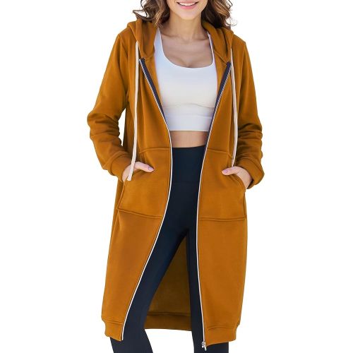 Ablanczoom Hoodies for Women Fashion Sweatshirts: Comfortable Full Zip Up Hoodie Womens Long Fleece Sweatshirt with Pockets