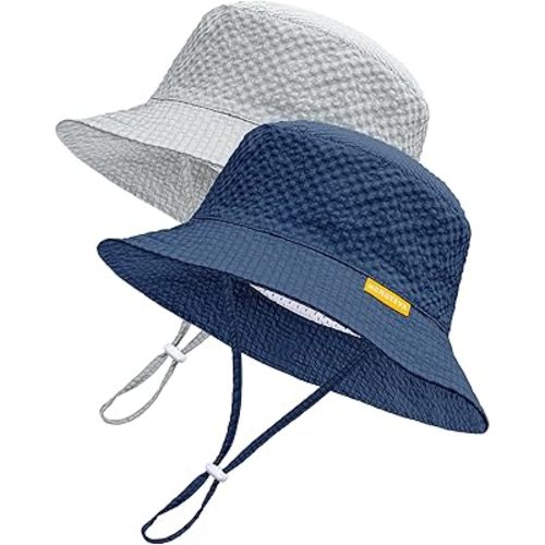 HONGTEYA Baby Sun Hat Toddler Boy Bucket Hat Kids Summer Beach Hat Wide Brim Sun Protection