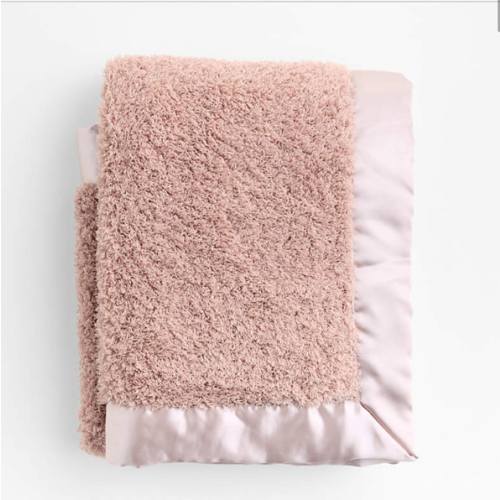 Satin Trim Rosy Lilac Plush Baby Stroller Blanket