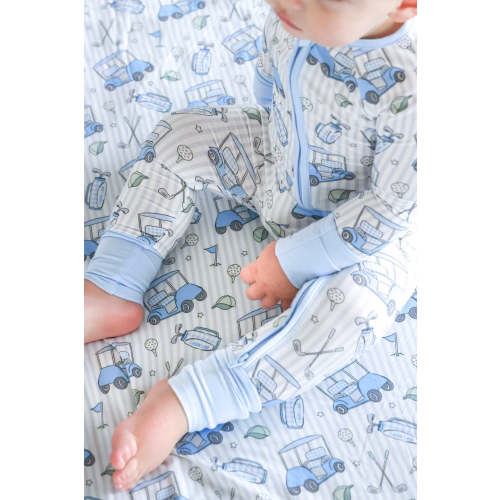 Double Sided Bamboo Kids Blanket in Caddie Crew Blue | Caden Lane