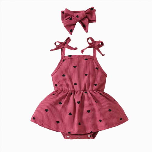 WUANDIXFA Baby Clothes for Girls 3 6 9 12 18 Months Summer Cute Ruffle Romper Dress, Bubble Outfits for Baby Girls Newborn Outfit,Red,9-12 Months