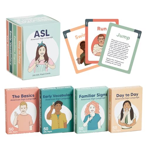 ASL Flash Cards - 200 American Sign Language Flash Cards for Beginners, Kids, Teens and Adults