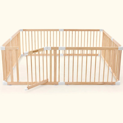 HARPPA Wooden Baby Gate Playpen | Non-Toxic Foldable DIY Adjustable Play Yard for Infants & Toddlers – Natural Finish Baby Fence for Small & Large Spaces