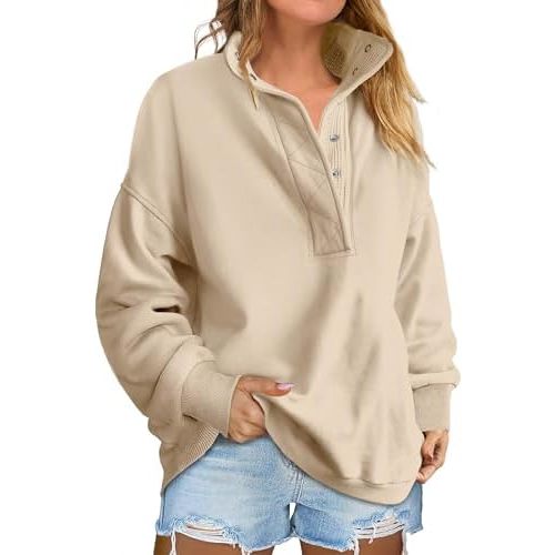ANRABESS Womens Oversized Sweatshirt Long Sleeve Henley Pullover Tops 2025 Fall Casual Button Loose Fit Teens Fashion Outfits