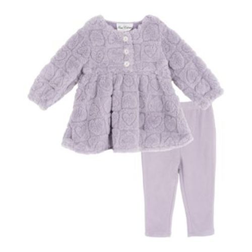Baby Girls' Heart Pattern Fleece Top and Leggings, 2-Piece Set