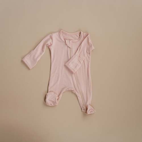 Zipper Footie Onesie in Blush