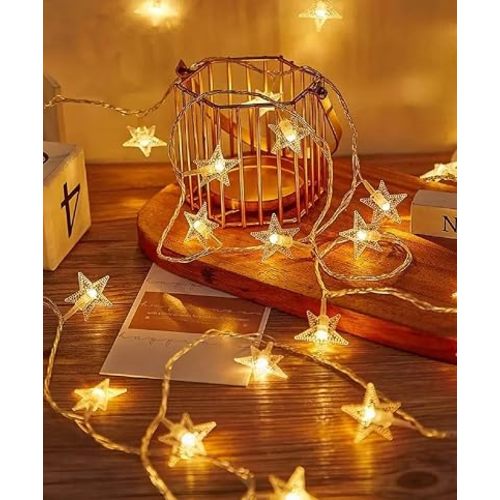 Star Plug in String Lights, 16ft 50 LED Plug in Star Warm White Fairy Lights for Birthday Party Holiday Christmas Home Decoration