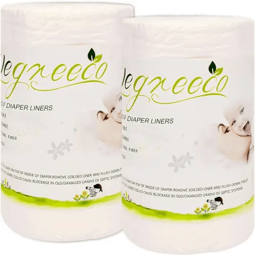wegreeco Unscented Diaper Liners - Fragance Free and Chlorine Free Cloth Diaper Liners - 100 Sheets Per Roll (2 Roll)