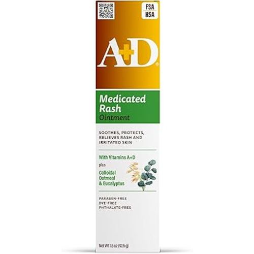 A+D Medicated Rash Ointment 1.5 oz– Relieves Rash & Skin Irritated Skin from Poison Ivy, Eczema, Beard Rash, Bikini Rash, Dry Skin, Chapped Skin, bug bites. Made with Colloidal Oatmeal