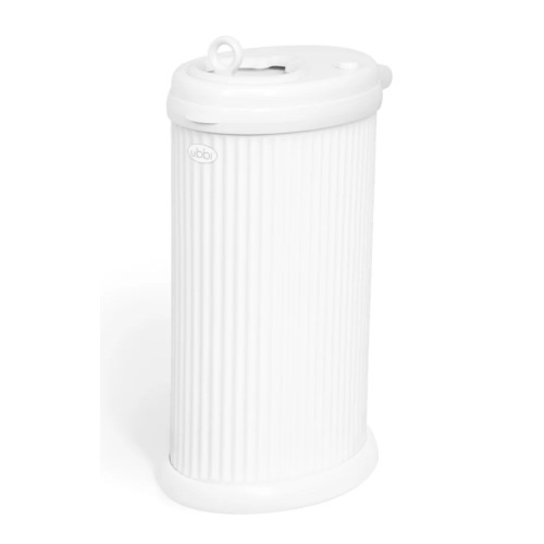Ubbi stainless steel diaper pail - matte white fluted
