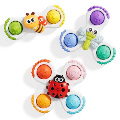 Insect Suction Cup Spinner Baby Bath Toys for Kids Ages 1-3 | Sensory Fidget Spinning Toys , Safe Airplane Window Car Travel Essentials for 1 Year Old Boy Girl Christmas Birthday Gifts