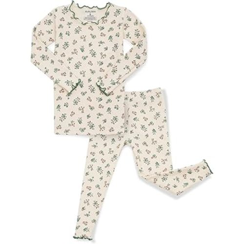 AVAUMA Baby Boy Girl Pajama Set 6M-7T Kids Cute Toddler Snug fit Flower Pattern Design Pjs Cotton Sleepwear Ruffled Shirring