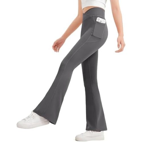 JOCMIC Girls Flare Leggings Kids Bell Bottom High Waisted Dance Yoga Flared Pants
