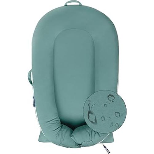 Organic Replacement Cover with Waterproof Pad | Premium Quality Spare Cover Certified Organic Cotton | [Fits Dockatot Deluxe + Docks] (Cover Only) (Sage Green, Waterproof Organic Cotton)