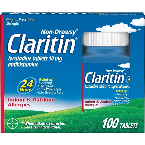 Claritin 24 Hour Allergy Medicine, Non-Drowsy Prescription Strength Relief, Loratadine Antihistamine Tablets For Over 200 Indoor and Outdoor Allergens, Adult Tablets, 100 Count (Pack of 1)