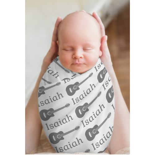 Guitar Personalized Baby Blanket Personalized Gifts Music Baby Shower Gift Newborn Gift Blanket Watch Me Grow Baby Boy Custom Monogram