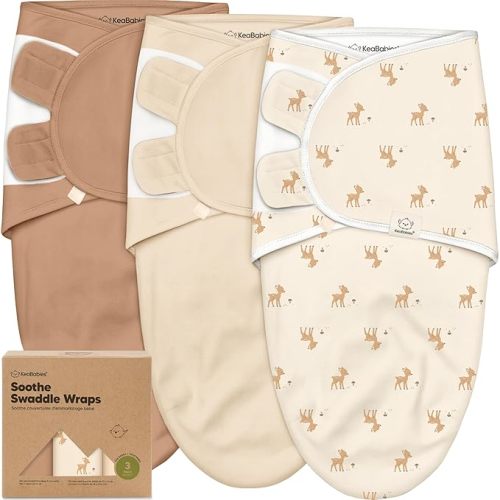 3-Pack Organic Baby Swaddle Sleep Sacks - Swaddles for Newborns, Infant 0-3 Months, Baby Girls, Boys, Soft & Snug Newborn Sleep Sack, Nursery Swaddling Blankets (Lil Fawn, OS)