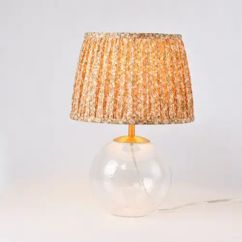 Gracie Oaks 17'' Glass Table Lamp With Ditsy Yellow Floral Shade, Cottagecore & Reviews | Wayfair