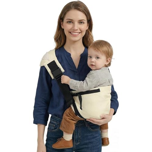 Baby Sling Carrier Newborn to Toddler, Adjustable Toddler Carrier Sling Baby Carrier Toddlers Sling Carriers Hip Carriers for 7-40lbs, Beige