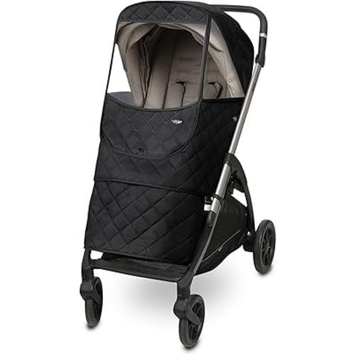 Manito Melange Padded Universal Stroller Weather Shield, Insulated, Water-Repellent, Thermal Protection for Rain, Snow, Wind & Cold, Fall & Winter, Forward and Rear Facing Compatible (Black)