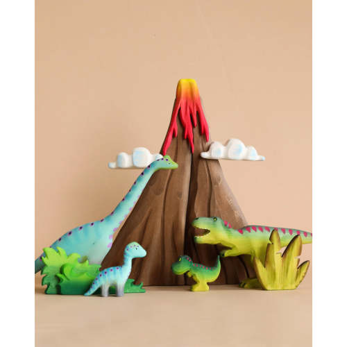 Bumbu Handmade Wooden Volcano & Dinosaurs Set