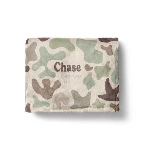 Duck Camo Blanket Personalized Gift Hunting Enthusiast Outdoor Throw Velveteen Plush Bedding Soft Sherpa Fleece Cozy Camouflage Baby Nursery