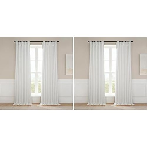 HPD Half Price Drapes - Faux Linen Curtains for Living Room (1 Panel) - 50W X 96L - Textured Room Darkening Curtains for Bedroom 96 Inches Long - Drapes Home Decor, Birch (Pack of 2)