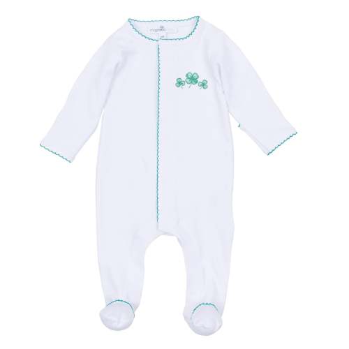 Lucky Little Ones Embroidered Footie - Green