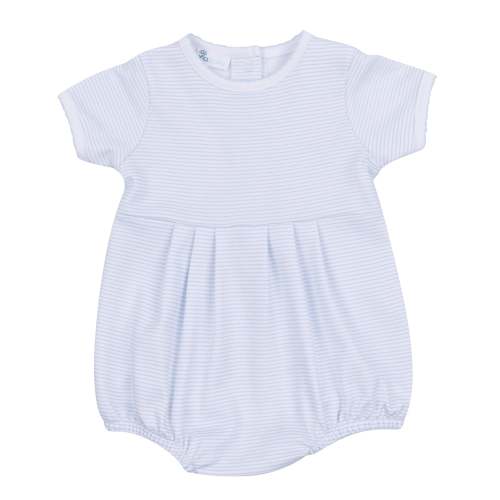 Mini Stripes Short Sleeve Bubble - Light Blue
