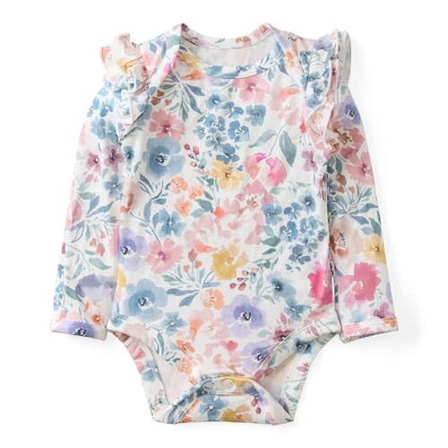 Little Sleepies Flutter Bodysuit, Viscose from Bamboo Long Sleeve Bodysuit for Baby Girl, Outfit Baby Clothes