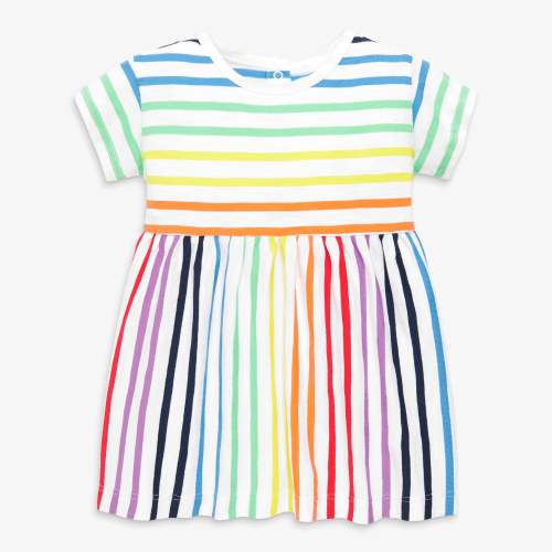 Clearance baby dress in rainbow stripe | Primary.com