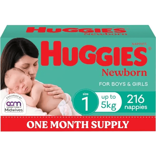 Huggies Newborn Nappies Size 1 (up to 5kg) 216 Count - One Month Supply (Packaging May Vary) : Amazon.com.au: Baby