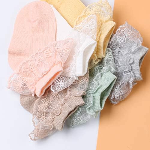 Amazon.com: VINIKNIKA 6 Pairs Baby Girls Ruffle Lace Socks With Bows - Princess Frilly Knit Cotton for Newborn Infant Toddler Kids 6-12 Month: Clothing, Shoes & Jewelry