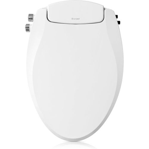 Brondell Bidet Toilet Seat, Non-Electric Swash Ecoseat, Fits Elongated Toilets, White - Dual Temperature, Dual Nozzle System - Bidet with Easy Installation