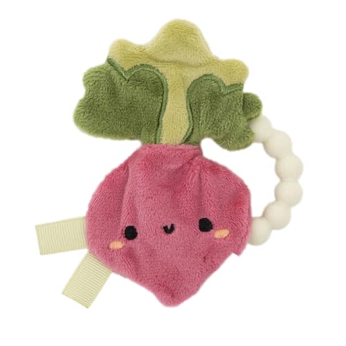Pearhead Baby Veggie Teether Toy - Plush Turnip with Soft BPA-Free Silicone, Crinkle Sound Easy-to-Hold Teething Ring for Babies Ages 0 Months+, Stocking Stuffers for Newborns, Baby Christmas Gift
